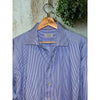 ETON Slim Fit Dress Shirt 17 43 Blue White Stripe Spread Collar Luxury Cotton