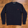Polo Ralph Lauren Wool Cashmere Cable Knit Crewneck Sweater Men's Large Navy