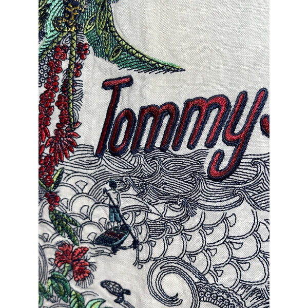 Tommy Bahama Mens XLT 100% Linen Embroidered Back Button Down Shirt White NWOT