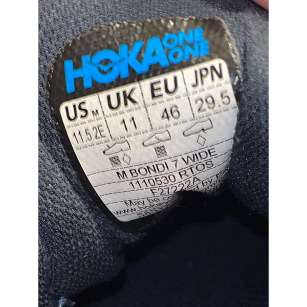 Hoka One One Bondi 7 Running Shoes Sneakers Mens Size 11.5 2E Blue Gray Athletic