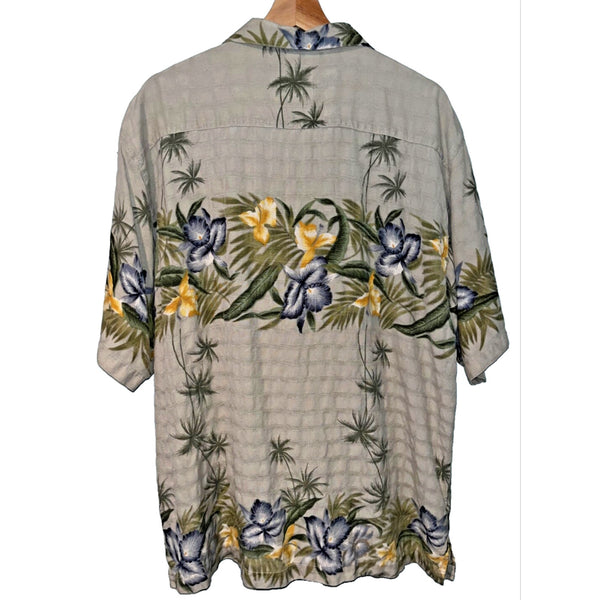 Tommy Bahama Vintage Tag 100% Silk Button Shirt Men's Sz. L Floral Short Sleeve