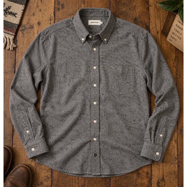 Taylor Stitch The Jack Shirt Men's 2XL 46 Charcoal Donegal Nep Organic Cotton