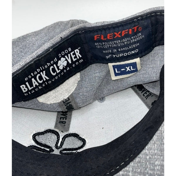 Black Clover Hat Cap Size L/XL Flex Fitted Gray Live Lucky EUC
