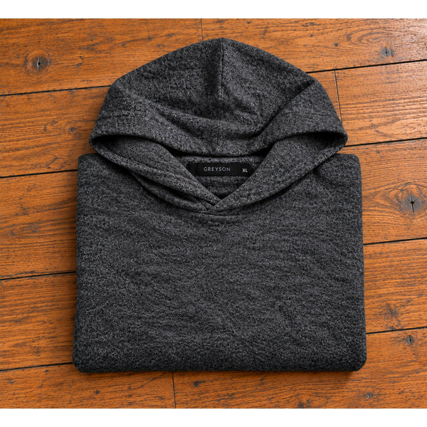 Greyson Koko Wool Cashmere Sweater Hoodie Men's XL Dark Grey Heather $320
