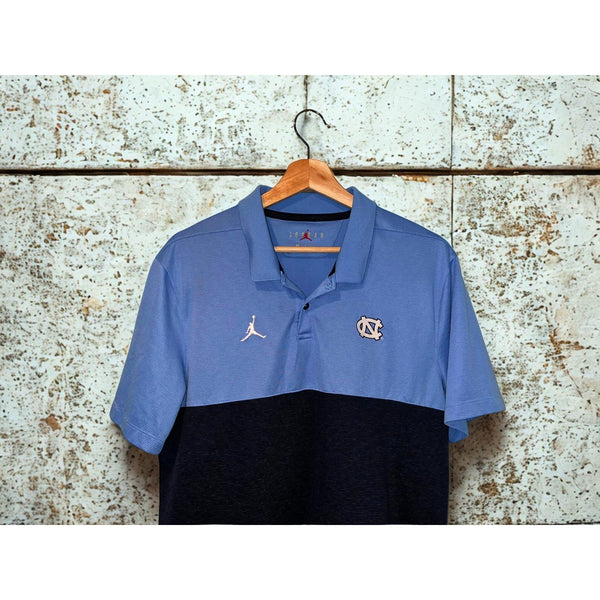 Air Jordan UNC Tar Heels Elite Polo Shirt Blue Navy Mens Size L BQ9630-448 EUC