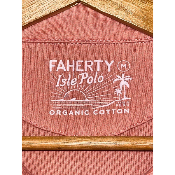Faherty Isle Polo Shirt Mens M Salmon Organic Cotton Short Sleeve Casual Beach