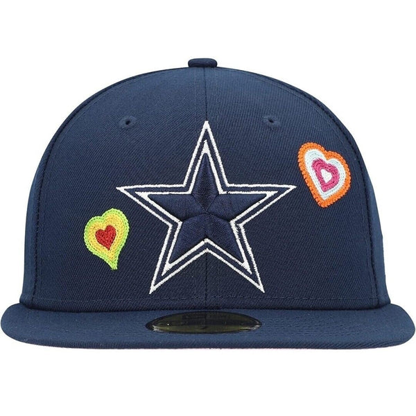 Dallas Cowboys Chain Stitch Heart New Era 59FIFTY Mens Size 7 1/2 Fitted Hat Cap