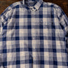 Barbour Tailored Fit Plaid Button Shirt Men's XL Blue White Cotton Long Sleeve