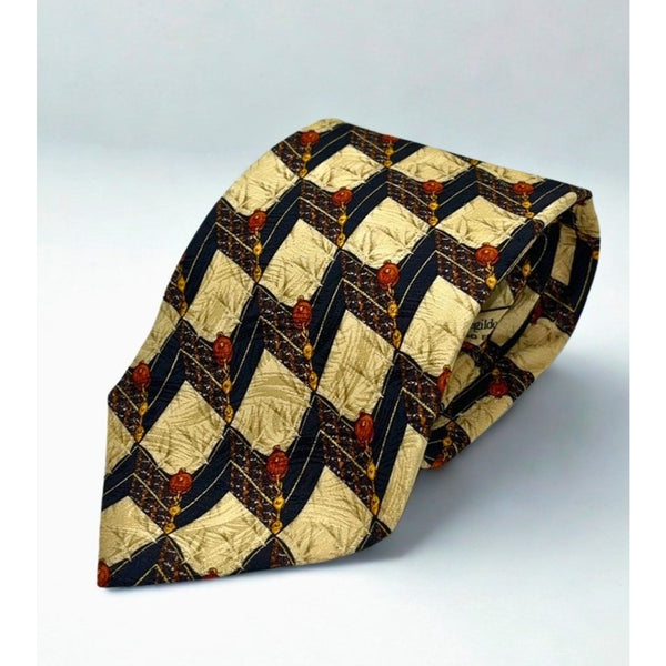 Ermenegildo Zegna Silk Tie Italy Art Deco Geometric Luxury Designer Necktie
