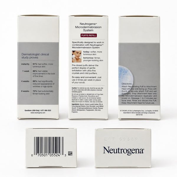 Neutrogena Microdermabrasion Rejuvenating Puffs Refill 24 Pads + Head New 55243
