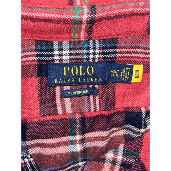 Polo Ralph Lauren Performance Plaid Flannel Shirt 4XLT Big & Tall Suede Elbow
