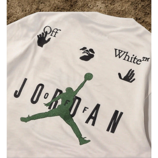 OFF-WHITE x Jordan Logo Embroidered T-Shirt Sail DM0062-054 Mens XS NWT