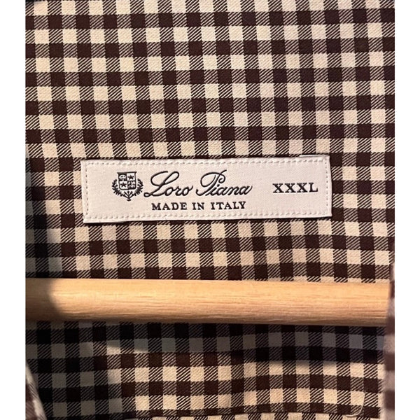 Loro Piana Italy Cotton Flannel Gingham Button Down Shirt Men's 3XL MAB1852