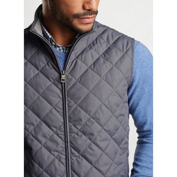 Peter Millar Essex Quilted Vest XL Iron Gray Full Zip Recycled Polyester NWOT