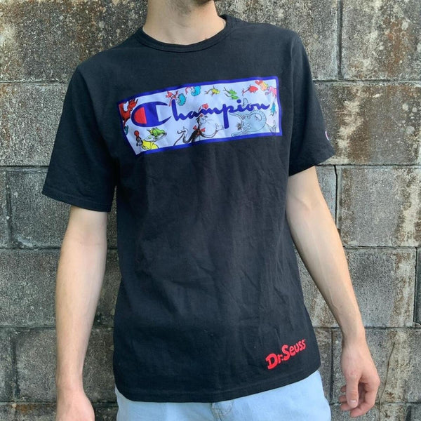 Champion x Dr Seuss Tee Shirt Small NWT Rare Limited Edition Graphic Black