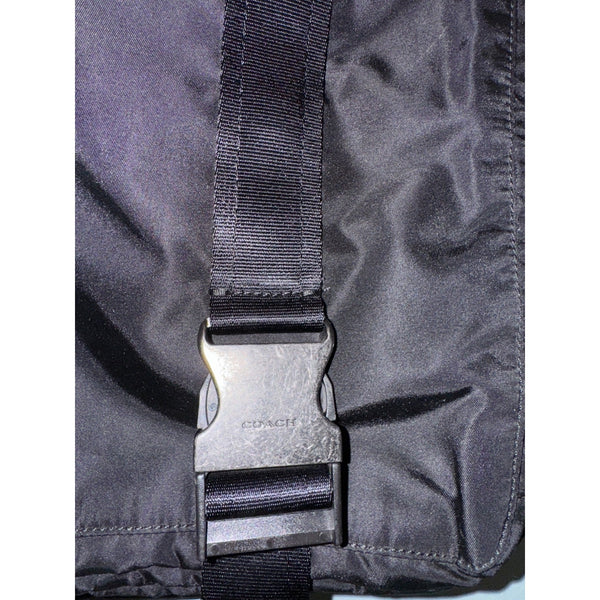 Coach Varick F93316 Nylon Messenger Garment Bag Black Leather Trim Travel Rare