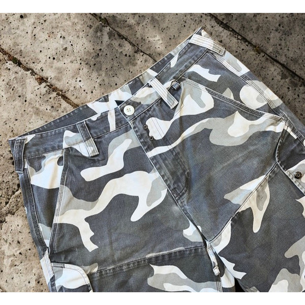 Armani Exchange Cargo Shorts Mens 32 Gray Camo Utility Combat Military Heavy Y2K