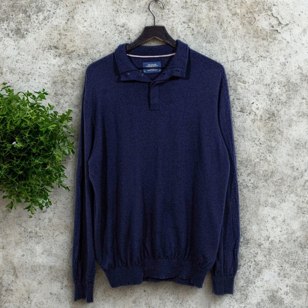 Charles Tyrwhitt Merino Wool Polo Sweater Navy Blue XL Men’s Luxury Knit