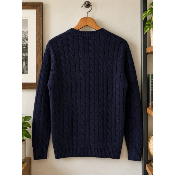 Polo Ralph Lauren Wool Cashmere Cable Knit Crewneck Sweater Men's Large Navy