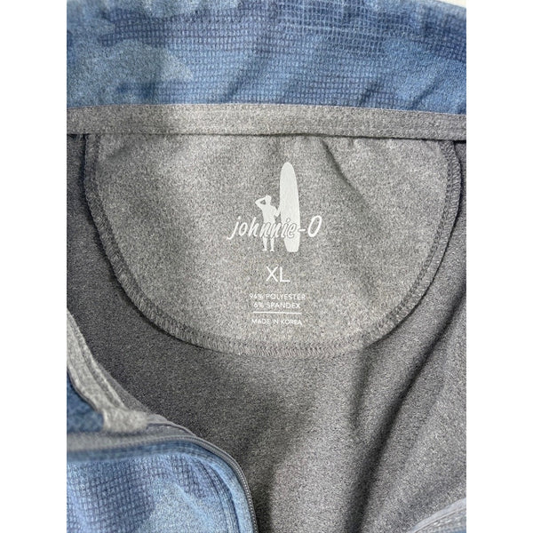 Johnnie-O Rodney 1/4 Zip Pullover XL Slate Blue Camo Microfleece Golf EUC