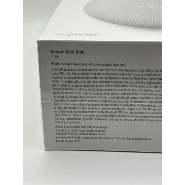 Google Nest Mini 2nd Gen Chalk Gray Smart Speaker GA00638-US Sealed New In Box