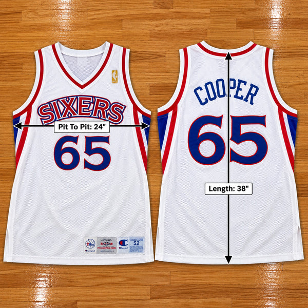 Philadelphia 76ers Team Issued Champion Jersey 52 +4 Cooper 65 Iverson Rookie Yr
