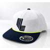 LIV Golf Flexfit 110 Rope Snapback Hat White Navy Adjustable Yupoong