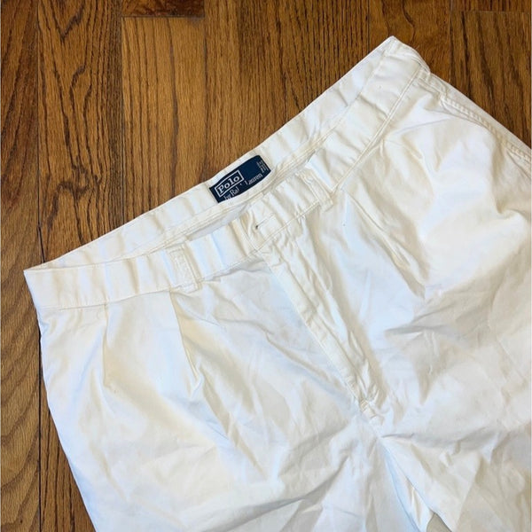 Polo Ralph Lauren Pleated Chino Shorts White Mens 36 Vintage Classic Preppy