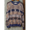 Tricots St Raphael Crew Coogi Style Geometric Knit Sweater Sz. L Made USA 90's