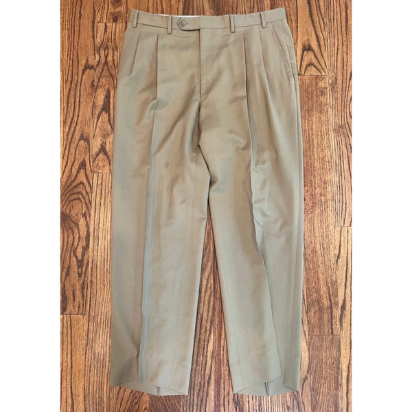 Canali 78220/99 Dress Pants Mens IT 54 US 38x28 Pleated Wool Trousers Italy