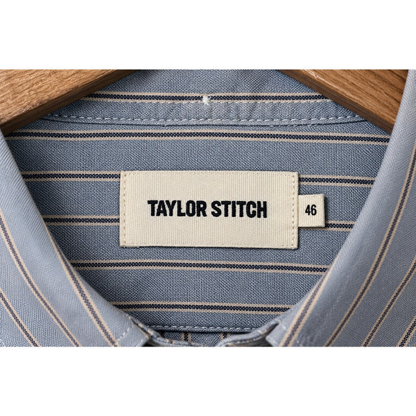 Taylor Stitch The Jack Parkway Stripe Shirt Men's 2XL 46 Organic Cotton Blue