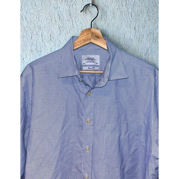 Charles Tyrwhitt Dress Shirt Non Iron Classic Fit Geometric Men's 17/35