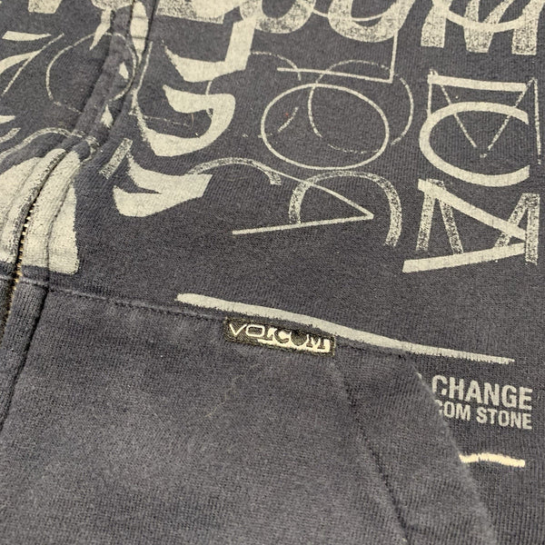 Volcom Hoodie Small Full Zip Navy Y2K Vintage Skate Surf Grunge Thermal Lined