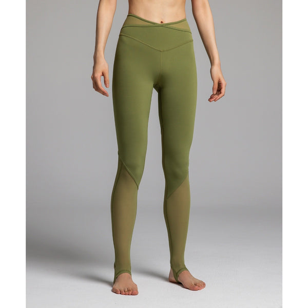 Lululemon Nulu Crisscross Mesh Stirrup Tight Green Leggings Sz 10 LW5ERXS
