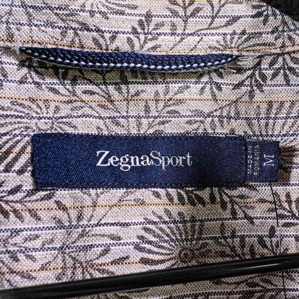Ermenegildo Zegna Sport Floral Stripe Button Down Shirt Mens M Cotton Romania