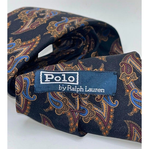 Polo Ralph Lauren Paisley Silk Tie Handmade USA Vintage Classic Mens Neckwear