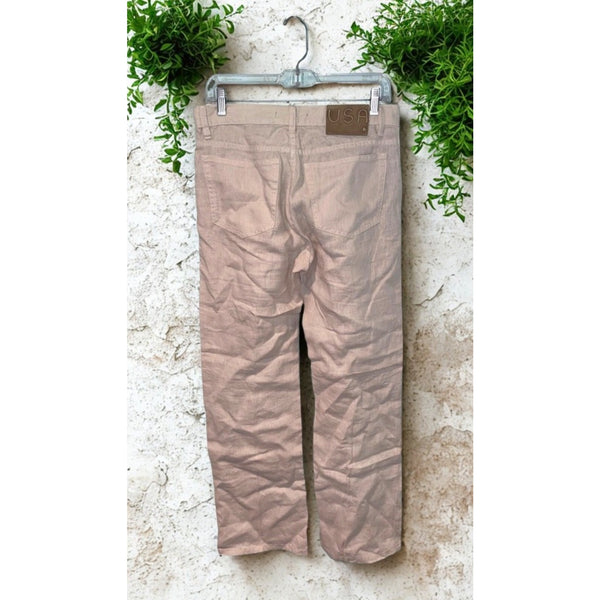 John Varvatos USA Linen Pants Men's 30x30 Cream 5 Pocket Straight Leg Casual