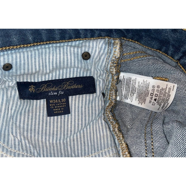 Brooks Brothers Slim Fit Stretch Denim Jeans Men’s 34x30 Blue Wash Classic