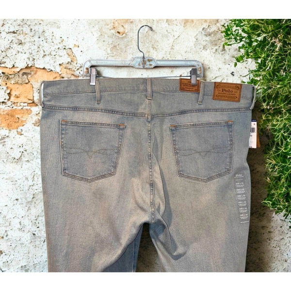 Polo Ralph Lauren Varick Slim Straight Jeans 46B X 32 NWT Light Blue Stretch