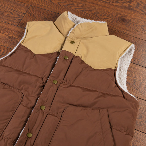 Patagonia Reversible Bivy Down Vest Men's XL Moose Brown Sherpa Fleece $229