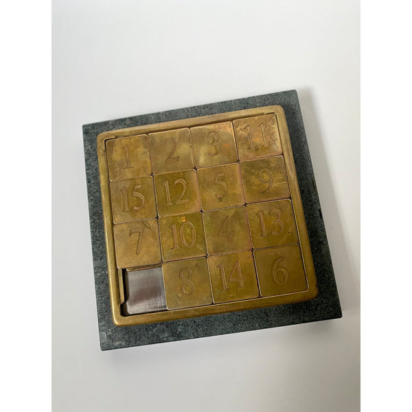 Vintage Solid Brass 15 Number Puzzle Henley Craftsmen England w/ Box c1970