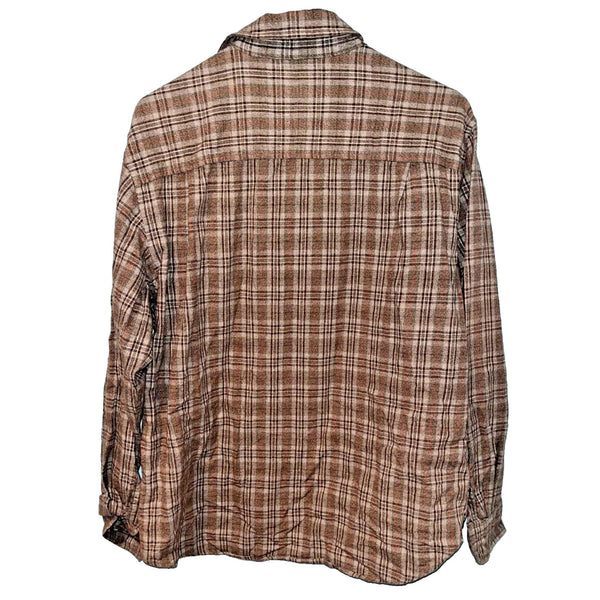Woolrich Flannel Mens Sz L Shirt Long Sleeve Button Up Plaid Cotton Barley Twist