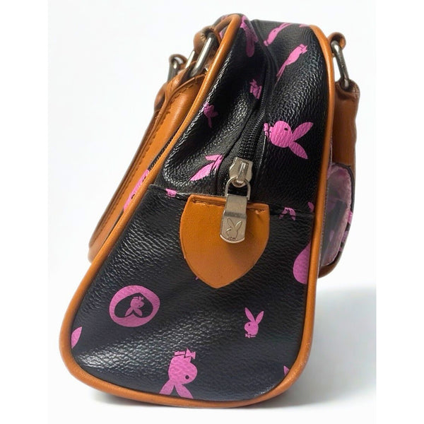 Playboy Pink & Black Monogram Handbag Y2K Bunny Print Pink Lining