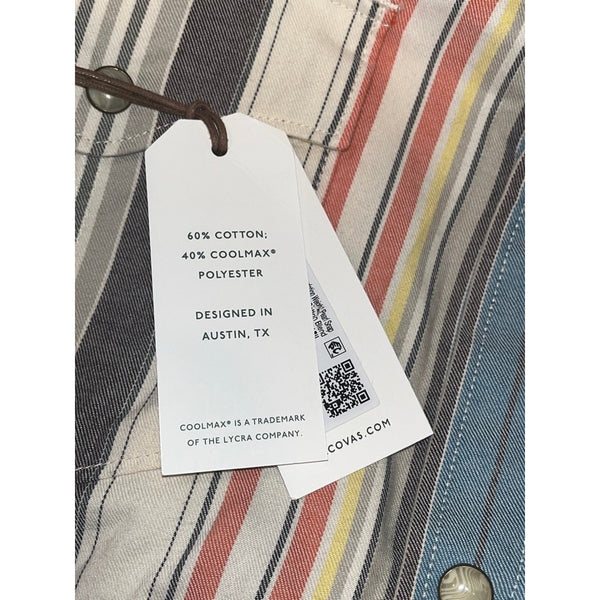 Tecovas Flying T Foundation Weight Pearl Snap Shirt NWT Large Western Stripe
