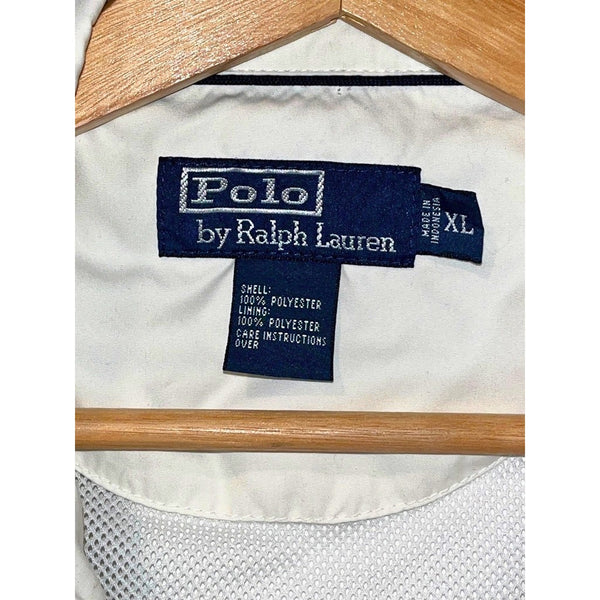 Polo Ralph Lauren Bi Swing Windbreaker Jacket White XL Full Zip Bomber Vintage