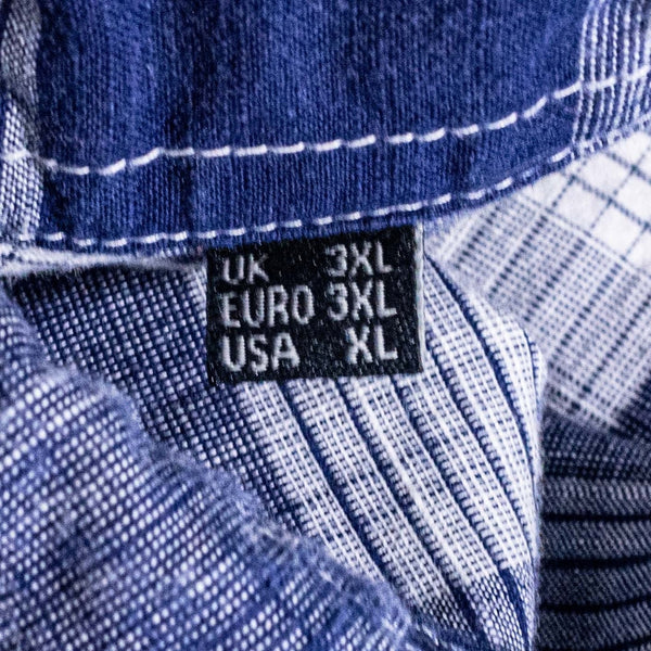 Barbour Tailored Fit Plaid Button Shirt Men's XL Blue White Cotton Long Sleeve