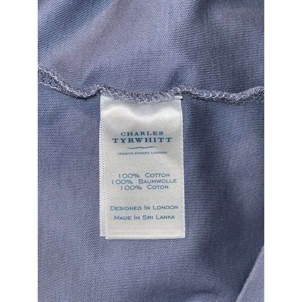 Charles Tyrwhitt Smart Cotton Polo Shirt Men's M Blue Jersey Short Sleeve NWOT