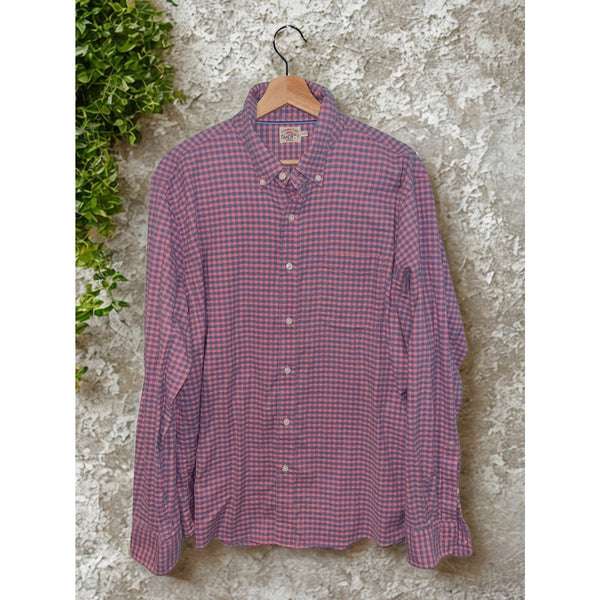 Faherty Brand Blue Rose Gingham Stretch Oxford Shirt 2.0 Mens XL EUC