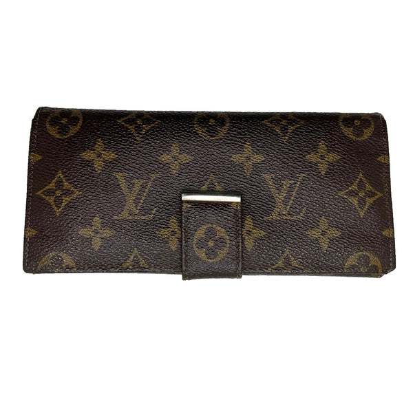 Louis Vuitton Monogram Vintage Long Bifold Clutch Wallet USA Made Cowhide Leathe