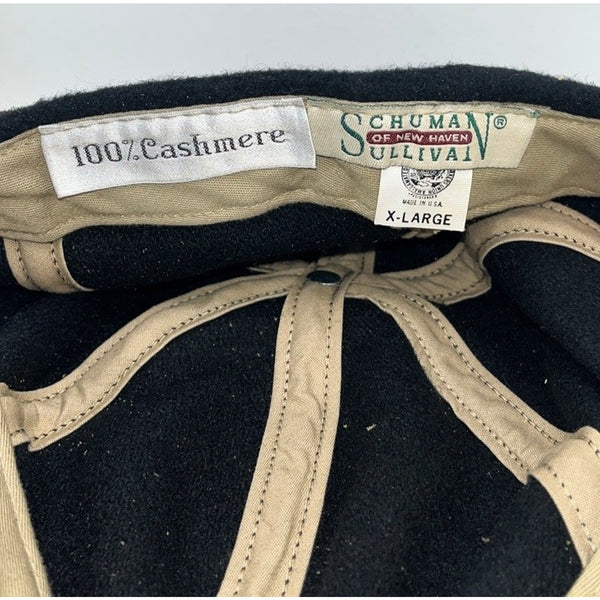 Schuman Sullivan Cashmere Hat Black XL USA Made Baseball Cap Rare Vintage
